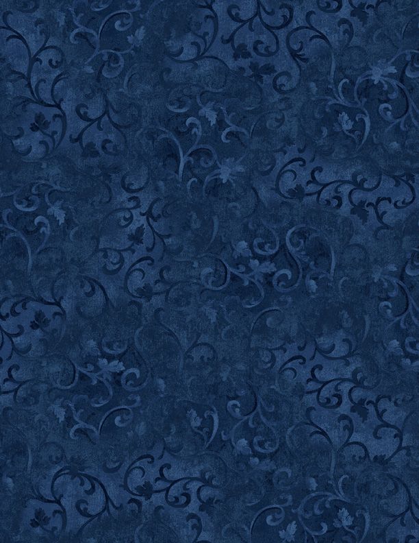 44"-Wilmington Prints - Scroll - True Navy 100% Cotton