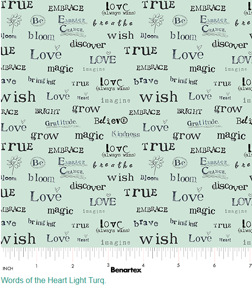 44"- Benartex - "Words of the Heart - Cream" - 100% Cotton