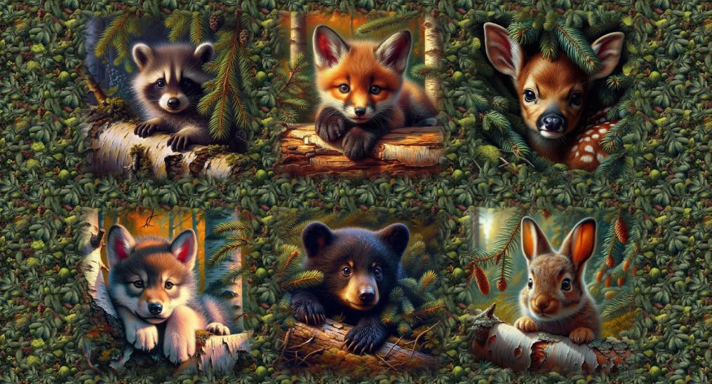 Blank Quilting - Baby Animal Panel - 100% Cotton 24"x44"