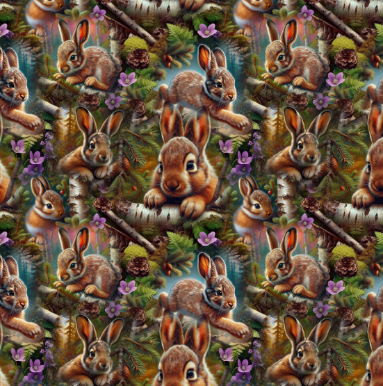 44" - Blank Quilting - "Babies in the Wild" -Hares - 100% Cotton