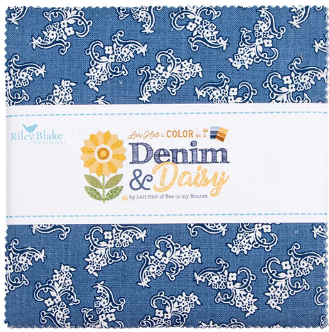 Riley Blake -5" Stacker - "Denim and Daisey" - 5"x 5" -42 pcs