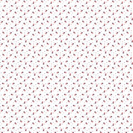 44" - Riley Blake - "Grand Ol' Flag" -White - 100% Cotton