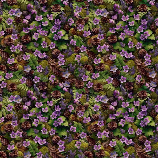 44" - Blank Quilting - "Babies in the Wild" -Lilac Forest - 100% Cotton