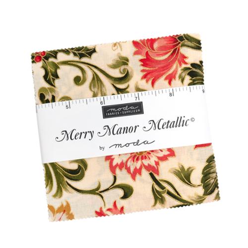 Moda -Charm Pack - "Merry Manor Metallic" -5"x5" -42 pcs