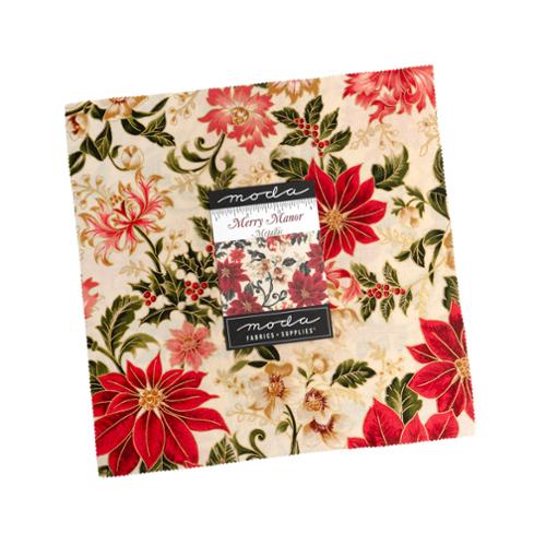 Moda -Layer Cake - "Merry Manor Metallic" -10"x 10" -42 pcs