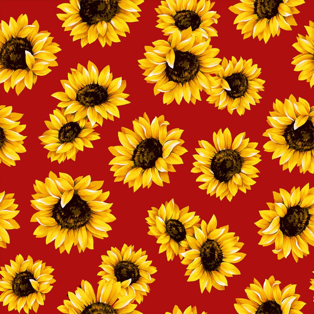 44" - "Sunflower Dance -Poppy Red" - 100% Cotton
