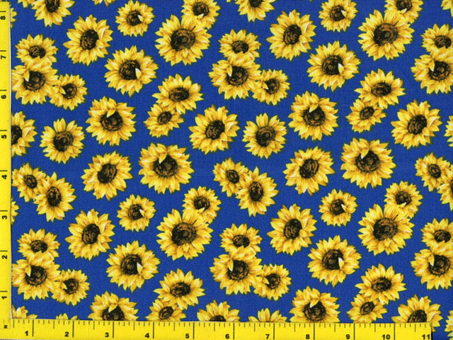 44" - "Sunflower Dance -Dark Blue" - 100% Cotton