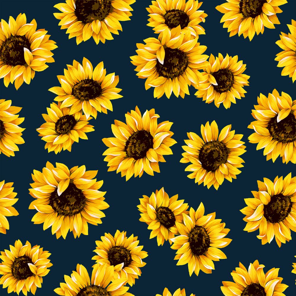 44" - "Sunflower Dance -Navy" - 100% Cotton