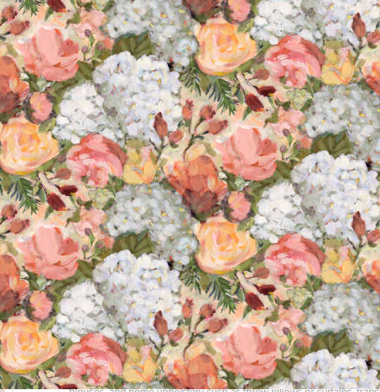 44" - Hydrangeas - packed - 100% Cotton