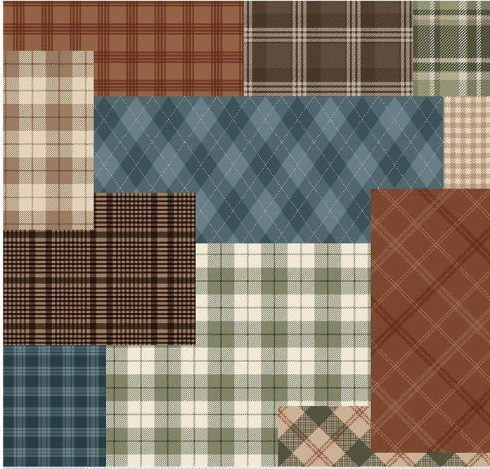 44" Riley Blake - "Whispering Pines" - Multi Patchwork - 100% Cotton