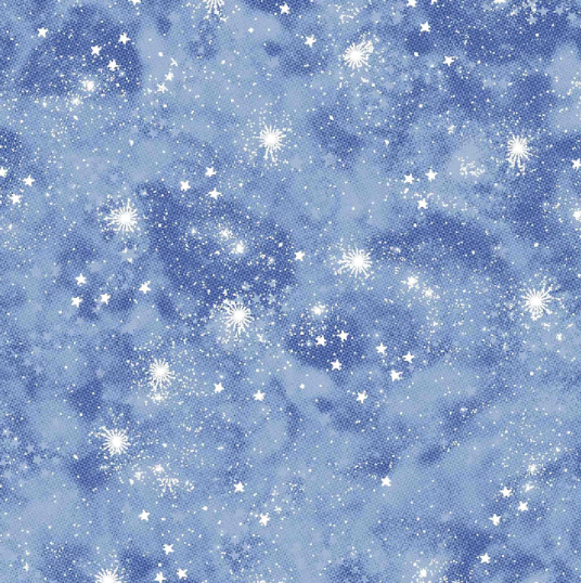 44" - Flannel - Stars - Blue - 100% Cotton