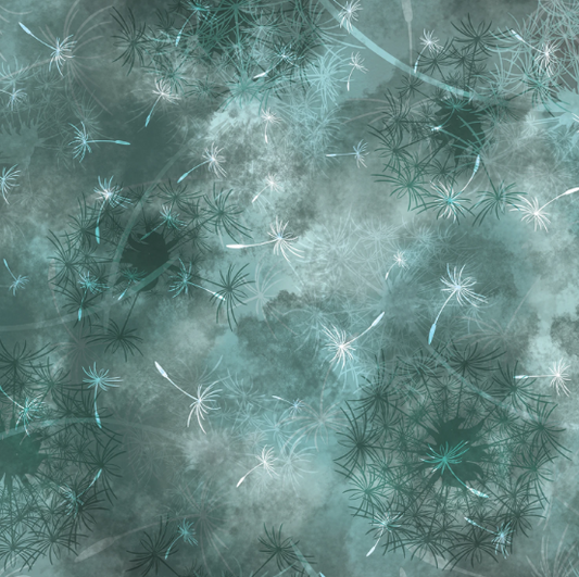 108"  - MOOK Fabrics-  " Dandelion Dreams"  Green -  100% Cotton