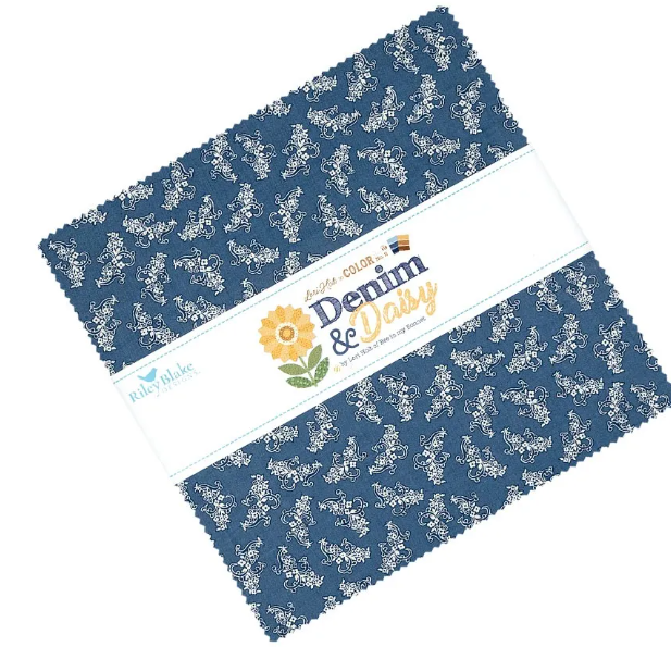 Riley Blake -10" Stacker - "Denim and Daisey" - 10"x 10" -42 pcs