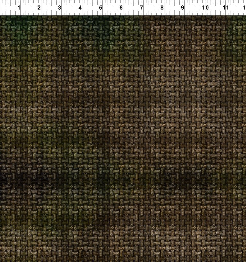 44" In The Beginning Fabrics -  Steampunk Menagerie  - "Brown Weave" -  100% Cotton