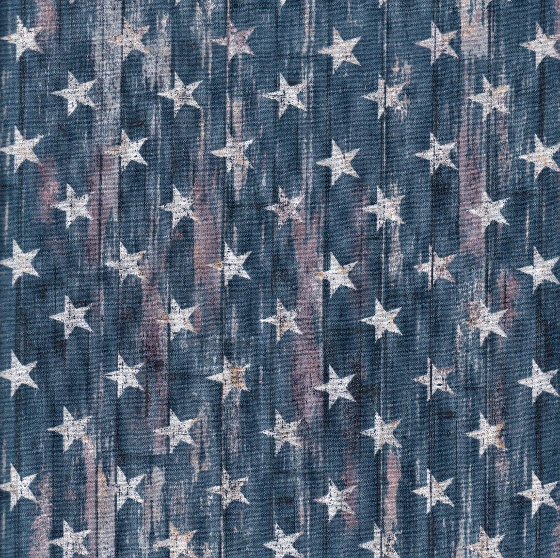 44"  - Rustic Stars on Blue Plank -  100% Cotton