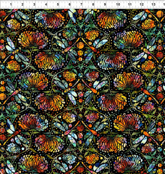 44" In The Beginning Fabrics -  Dear Clara  - "Stained Glass Dragonflies" -  100% Cotton