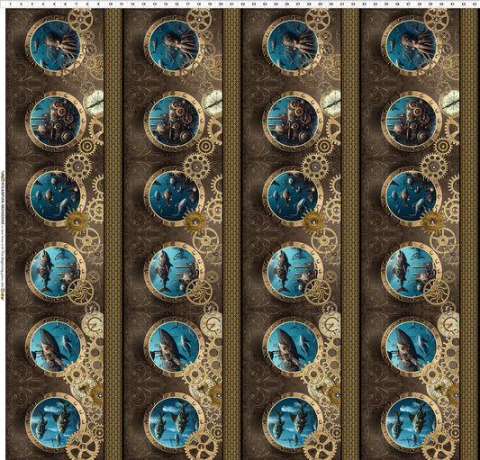 44" In The Beginning Fabrics -  Steampunk Menagerie  - "Border" -  100% Cotton