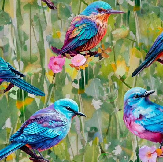 44"- 3 Wishes  "Spring into Beauty - Bird Perch" - 100% Cotton