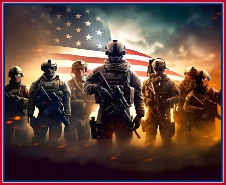 KK Fabrics -Panel - "Freedom Forces Soldiers -36"x 44"