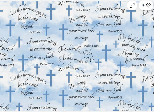 44"  - "Faithful Psalms Clouds" - 100% Cotton