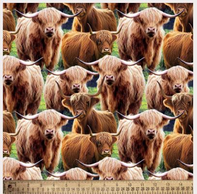 44"  - "Highland Cows" - 100% Cotton