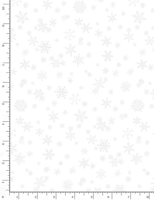 44" -Timeless Treasures Snowflakes White on White - 100% Cotton