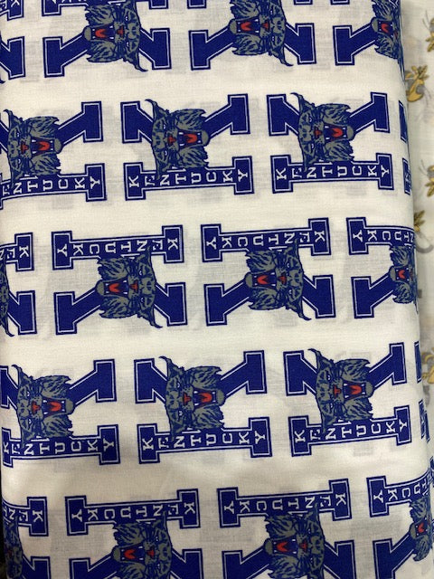 48" - Kentucky Wildcat Poly Cotton Fabric 50% Polyester 50% Cotton