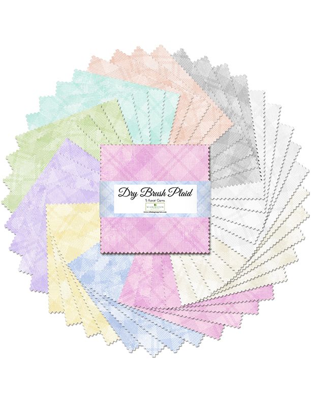Wilmington Prints - Charm Pack - "Dry Brush Plaid" -  5"x 5""squares 42 pcs