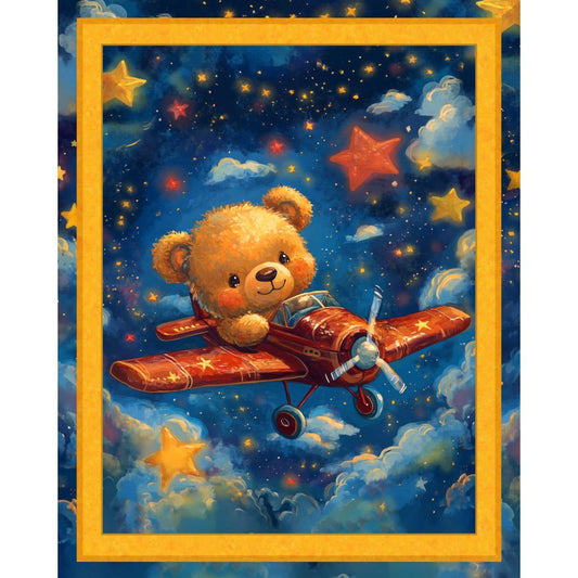 Panel -  "Airplane Teddy"  -  36"x 44"- 100% Cotton