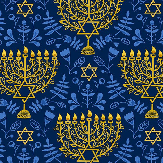 44"  -Andover "Festival of Light"  Dk Blue- 100% Cotton