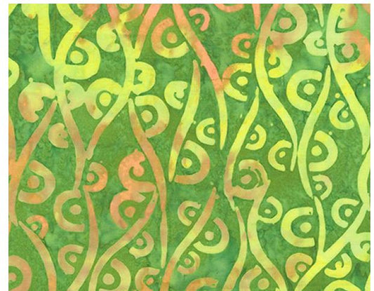 44"-Anthology Fabrics - Batik - "Circular Waves - Lime" - 100% cotton
