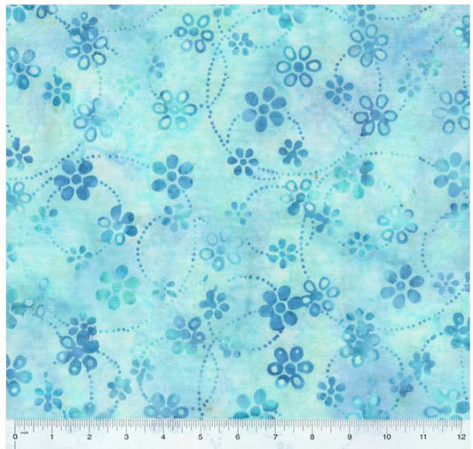 44"-Anthology Fabrics - Batik - "Dazzle Daisies - Sky" - 100% cotton