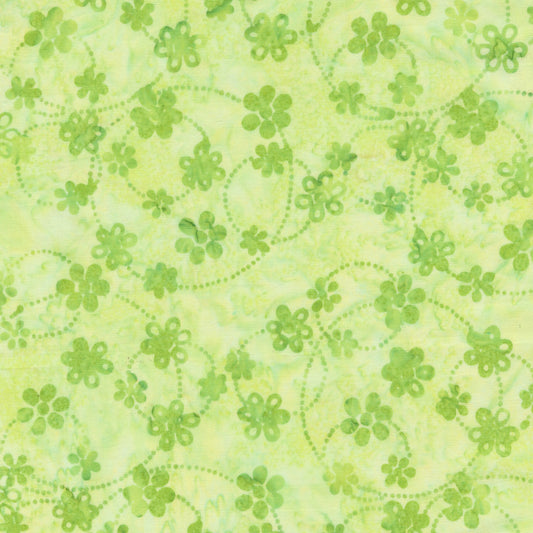 44"-Anthology Fabrics - Batik - "Vibrance Daisies - Lime" - 100% cotton
