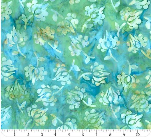 44"-Anthology Fabrics - Batik - "Vibrance Tulips - Evergreen" - 100% cotton