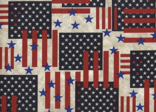 44"-Antique Stars and Stripes 100% cotton
