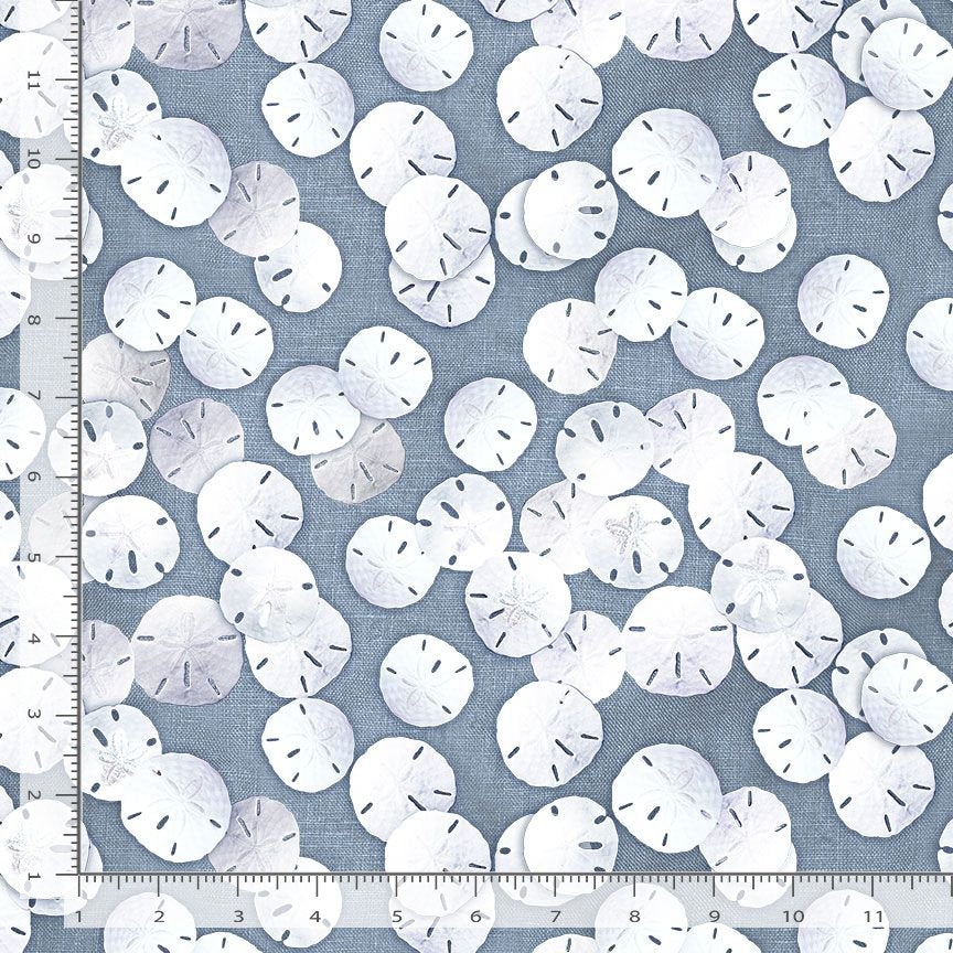 44"  - Timeless Treasures -    "Sand Dollars - Blue" -  100% Cotton