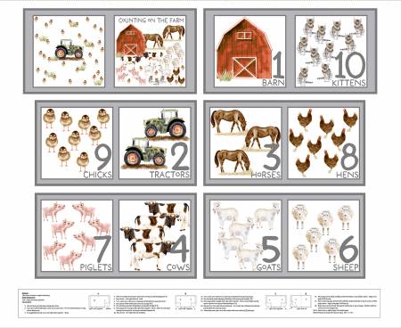 Book Panel  - Little Seedlings Farm - 44"x36" -  100% Cotton