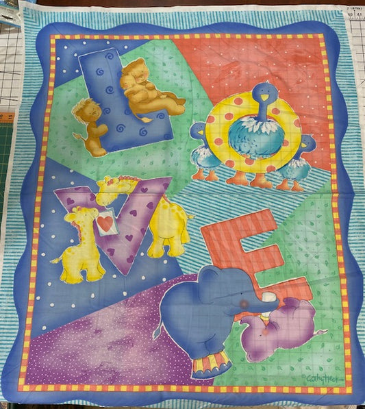 Panel -"Baby Love"  -Nursery Panel -  36"x 44"- 100% Cotton