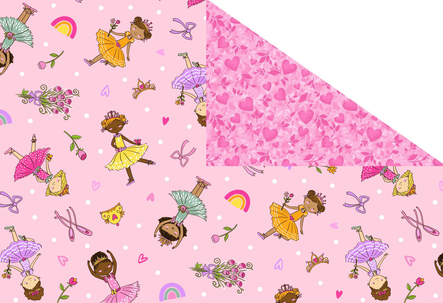 42"  -"Ballerina and Hearts Double Faced Quilted"  100% Cotton.........