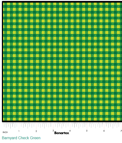 44"- Benartex - Barnyard Check - Green - 100% Cotton
