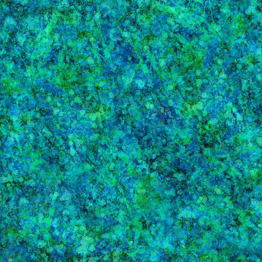 44"  - Digitally Printed Batik "Blue/Green3" - 100% Cotton