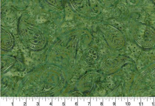 44"-Green Paisley Batik - 100%-cotton