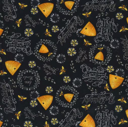 44"-  "Beehives and Phrases" - 100% Cotton