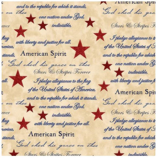 44"  - Benartex - "American Spirit" -  Tan - 100% Cotton