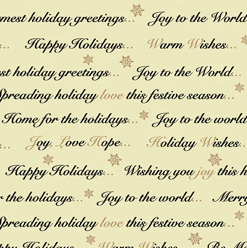 44"  -Benartex Fabrics-"Holiday Greetings" - Cream - 100% Cotton