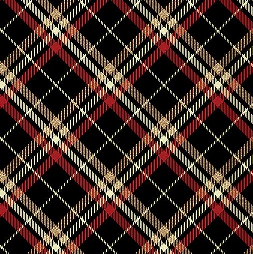44"  -Benartex Fabrics-"Holiday Tidings" - Plaid - 100% Cotton