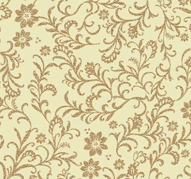 44"  -Benartex Fabrics-"Holiday Vines" - Cream - 100% Cotton