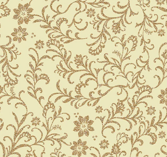 44"  -Benartex Fabrics-"Holiday Vines" - Cream - 100% Cotton
