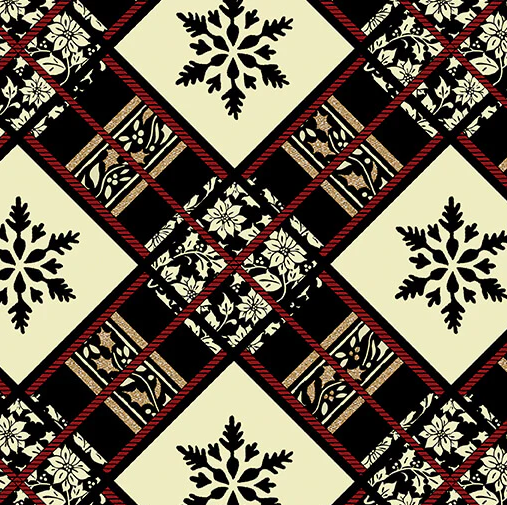 44"  -Benartex Fabrics-"Snowflake Diamond" - 100% Cotton