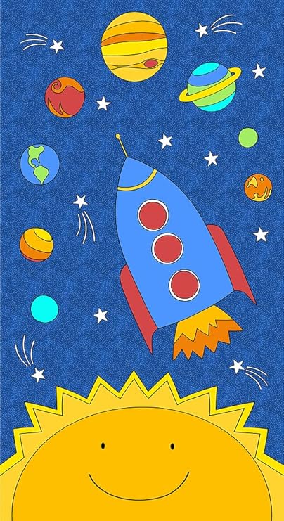 Panel -"Blast Off"  -Nursery Panel -  22"x 44"- 100% Cotton